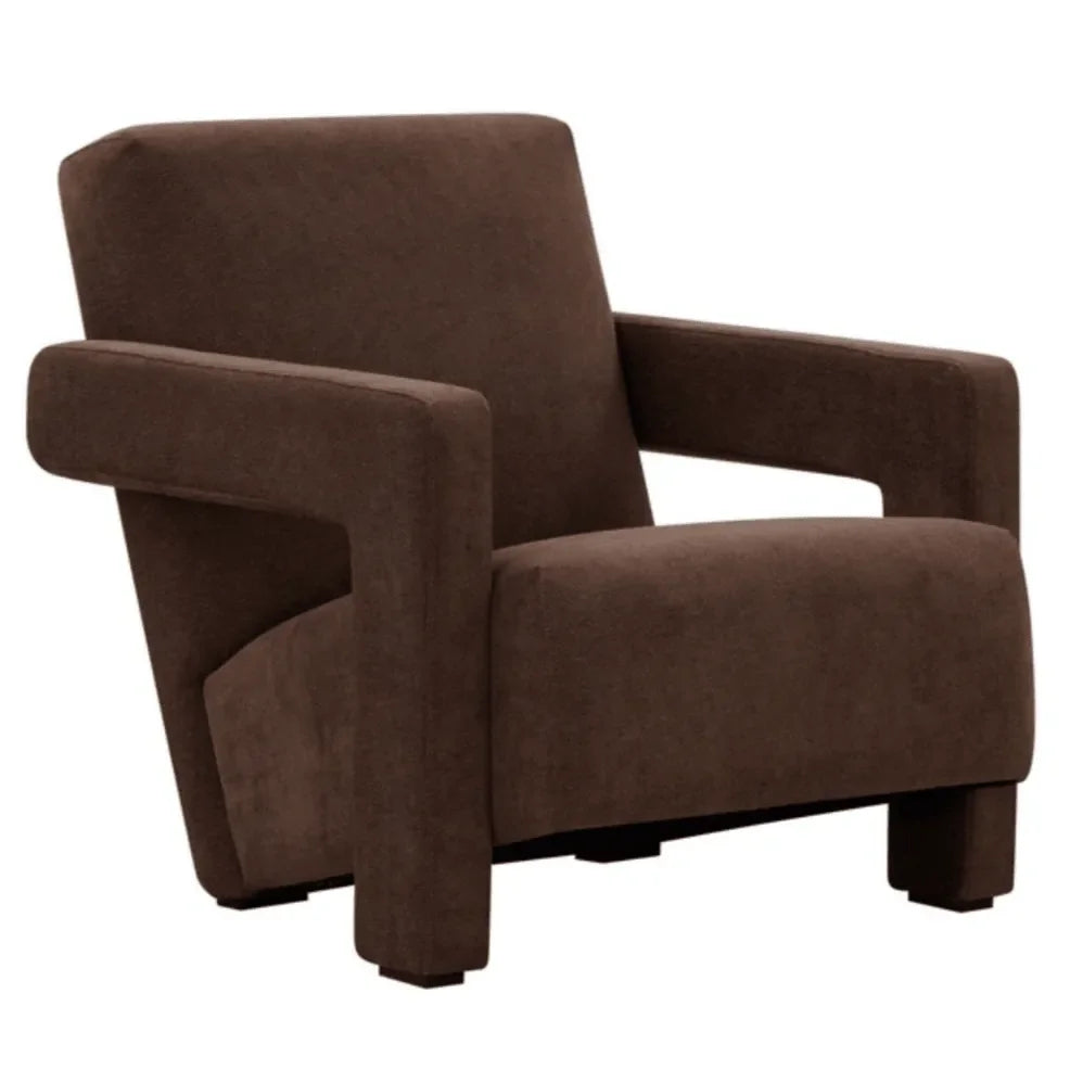 Taylor Boucle Accent Chair in Dark Brown with Angled Back and Seat - The Mayfair Hall