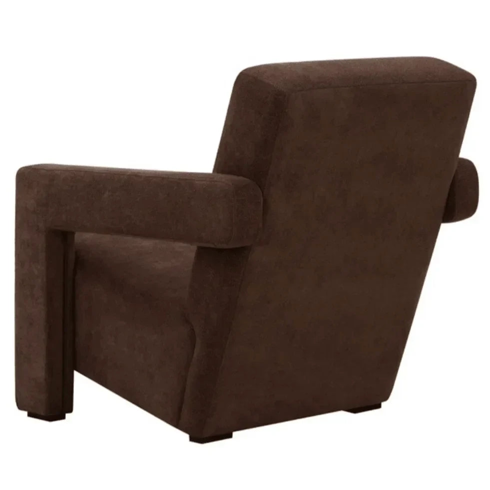 Taylor Boucle Accent Chair in Dark Brown with Angled Back and Seat - The Mayfair Hall