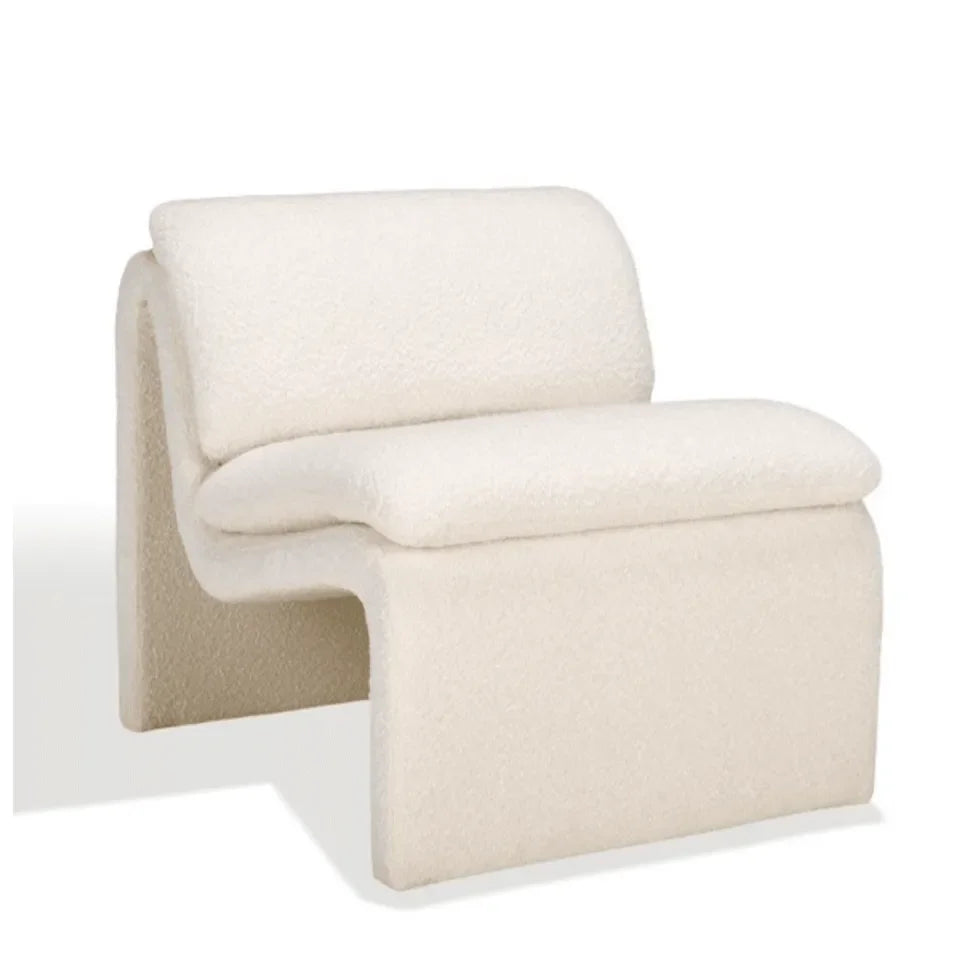 Ainslie Boucle Accent Chair in Ivory with Gentle Curves - The Mayfair Hall