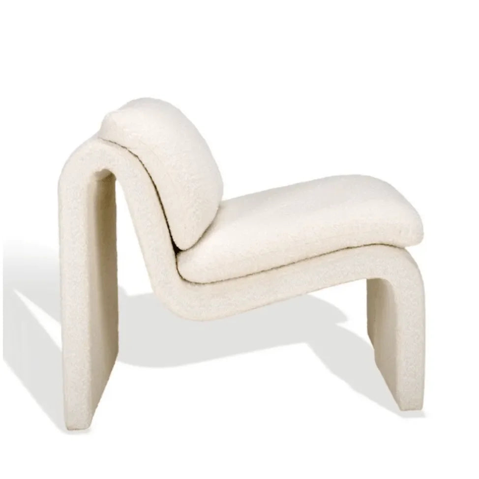 Ainslie Boucle Accent Chair in Ivory with Gentle Curves - The Mayfair Hall