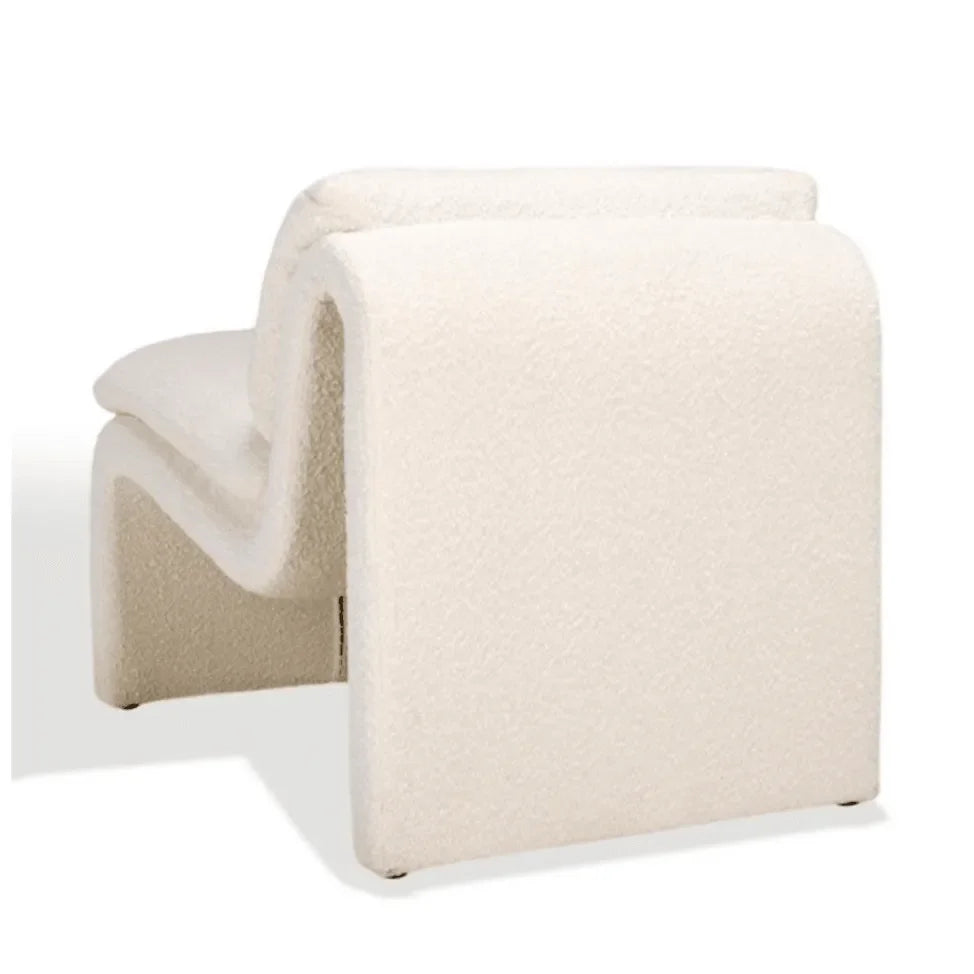Ainslie Boucle Accent Chair in Ivory with Gentle Curves - The Mayfair Hall