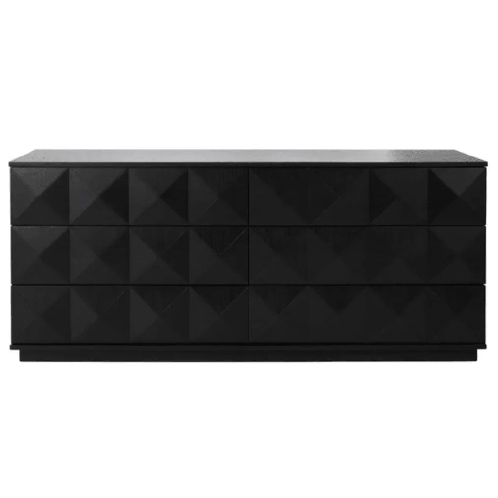 Patty Wood Drawer Dresser in Black with Cubism Design - The Mayfair Hall
