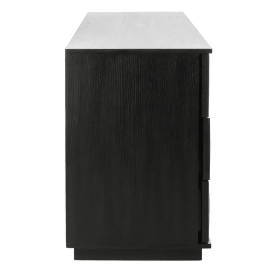 Patty Wood Drawer Dresser in Black with Cubism Design - The Mayfair Hall