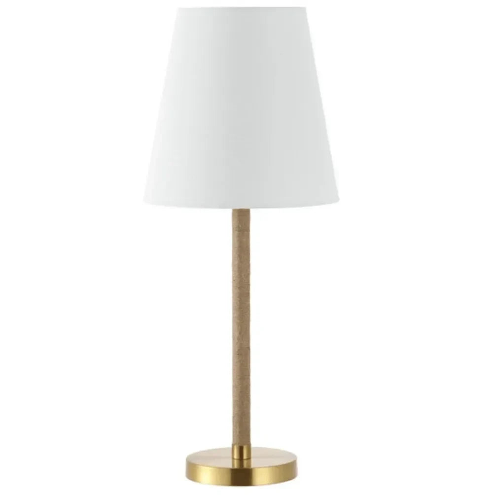 Andi Iron Table Lamp in Brass with White Cotton Shade - The Mayfair Hall