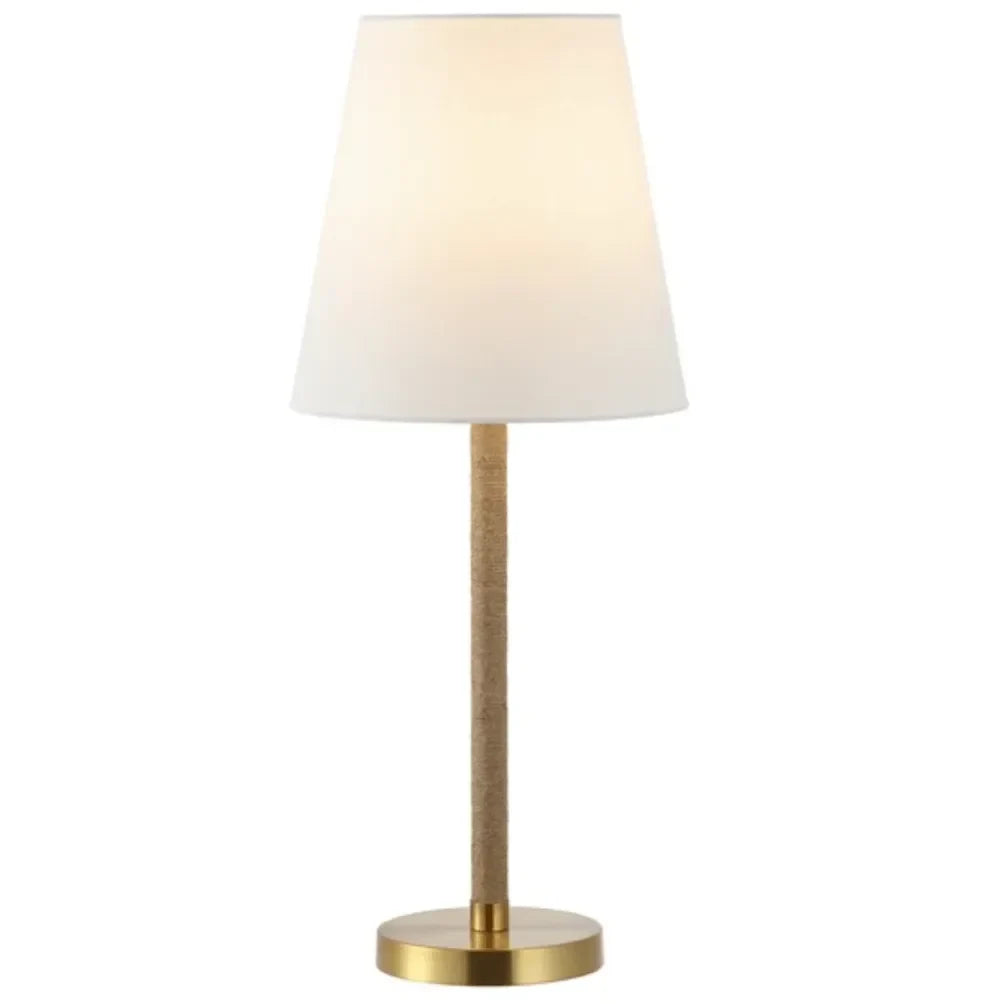 Andi Iron Table Lamp in Brass with White Cotton Shade - The Mayfair Hall