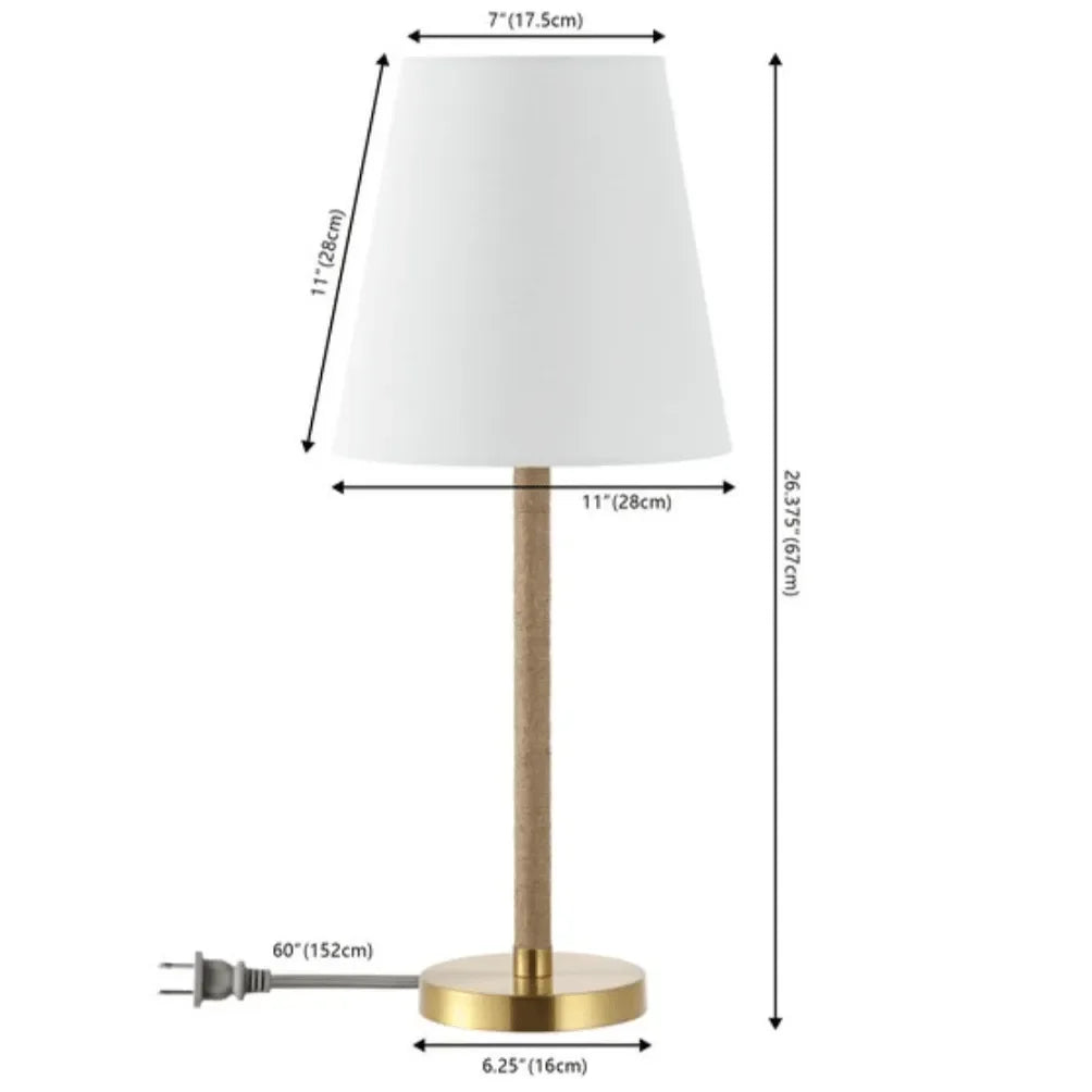 Andi Iron Table Lamp in Brass with White Cotton Shade - The Mayfair Hall