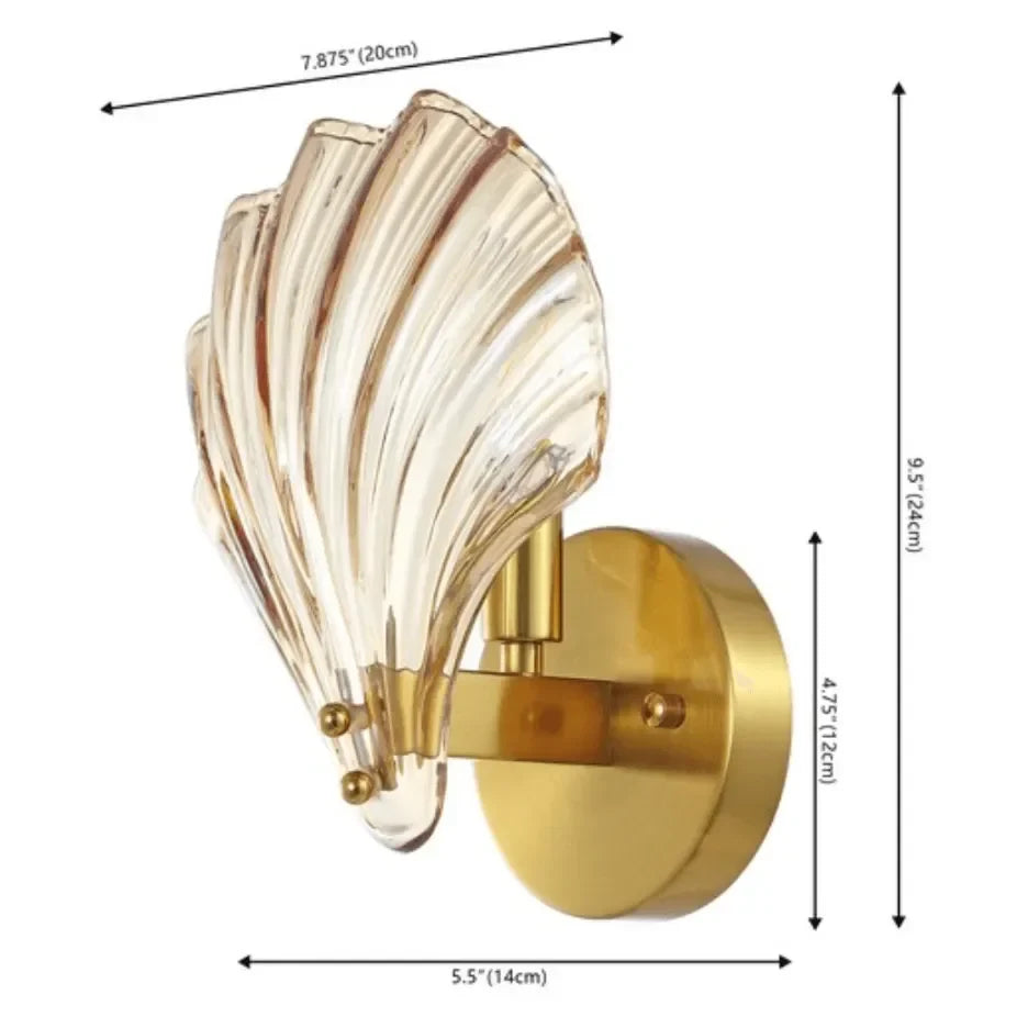 Sirena Wall Sconce in Brass with Amber Glass Shell (Set of 2) - The Mayfair Hall