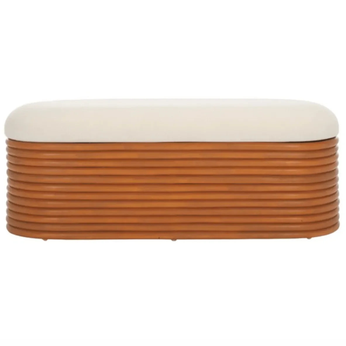 Bayard Rattan Bench in Natural/White with Storage