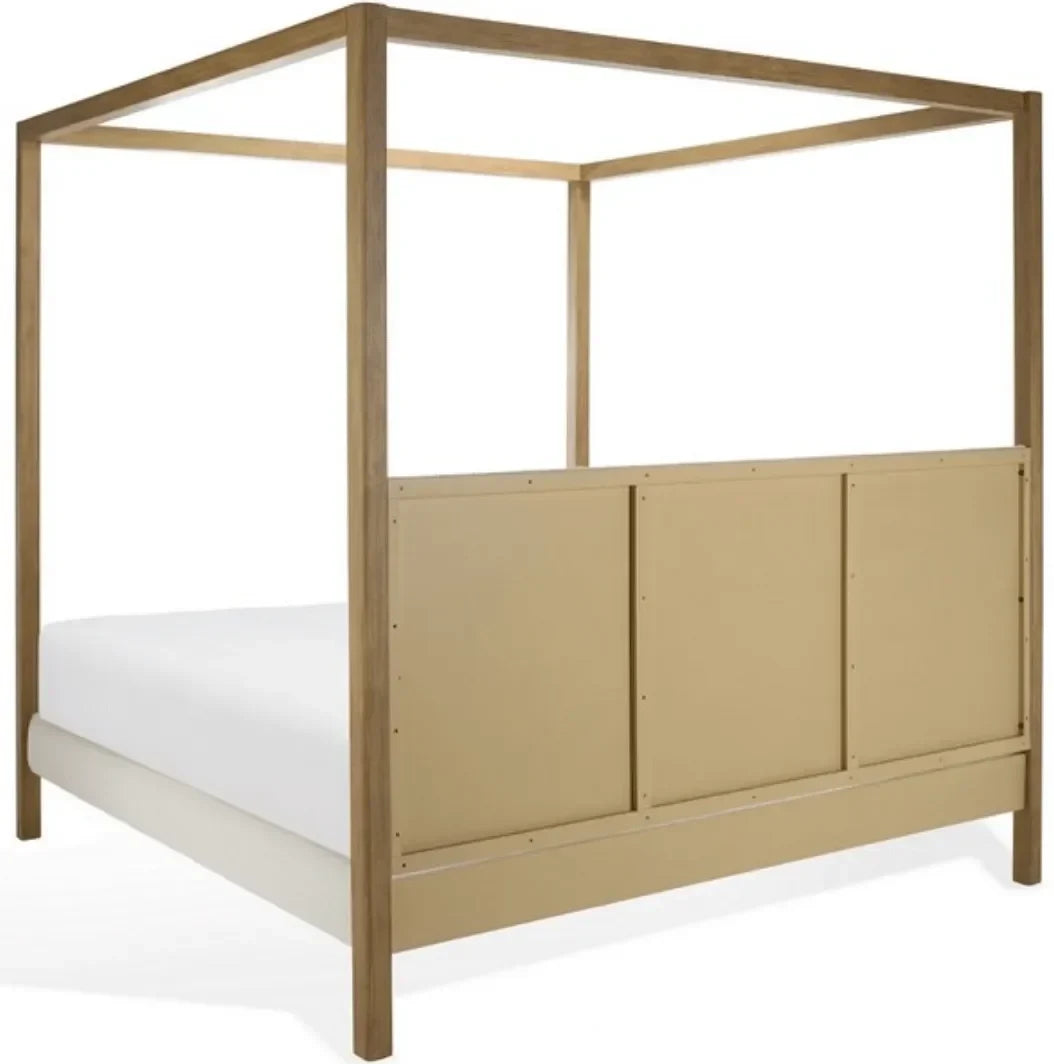 Graciella Boucle King Canopy Bed with Upholstered Headboard