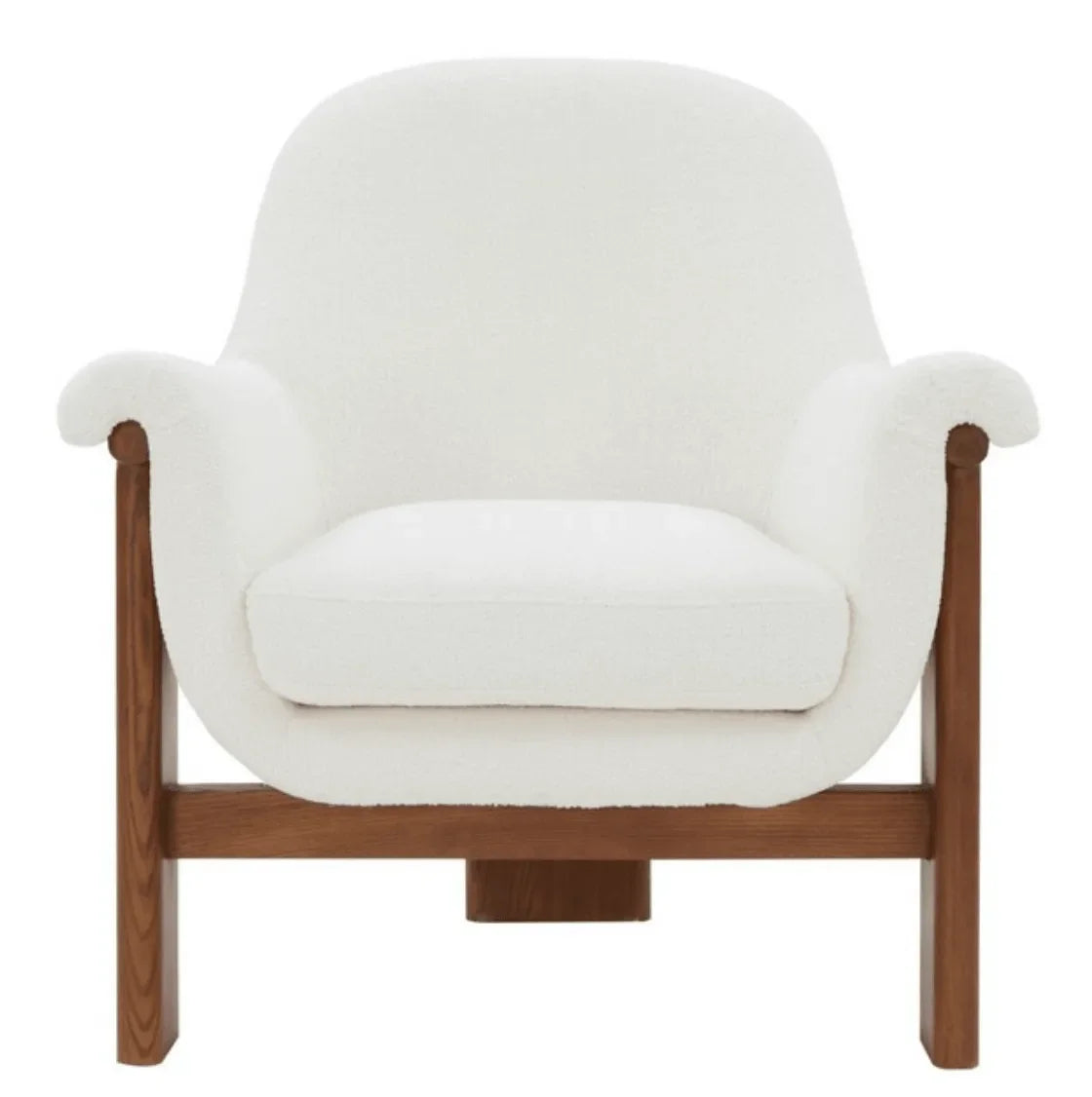 Sylvana Boucle Accent Chair in Ivory and Walnut - The Mayfair Hall