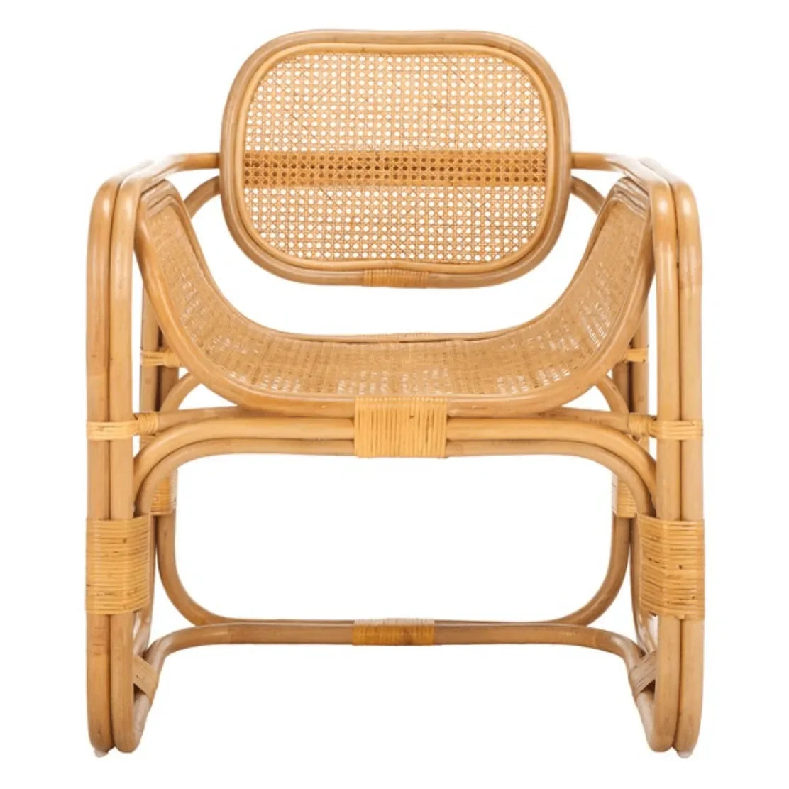 Nadie Wood Accent Chair in Natural with Rattan Mesh - The Mayfair Hall