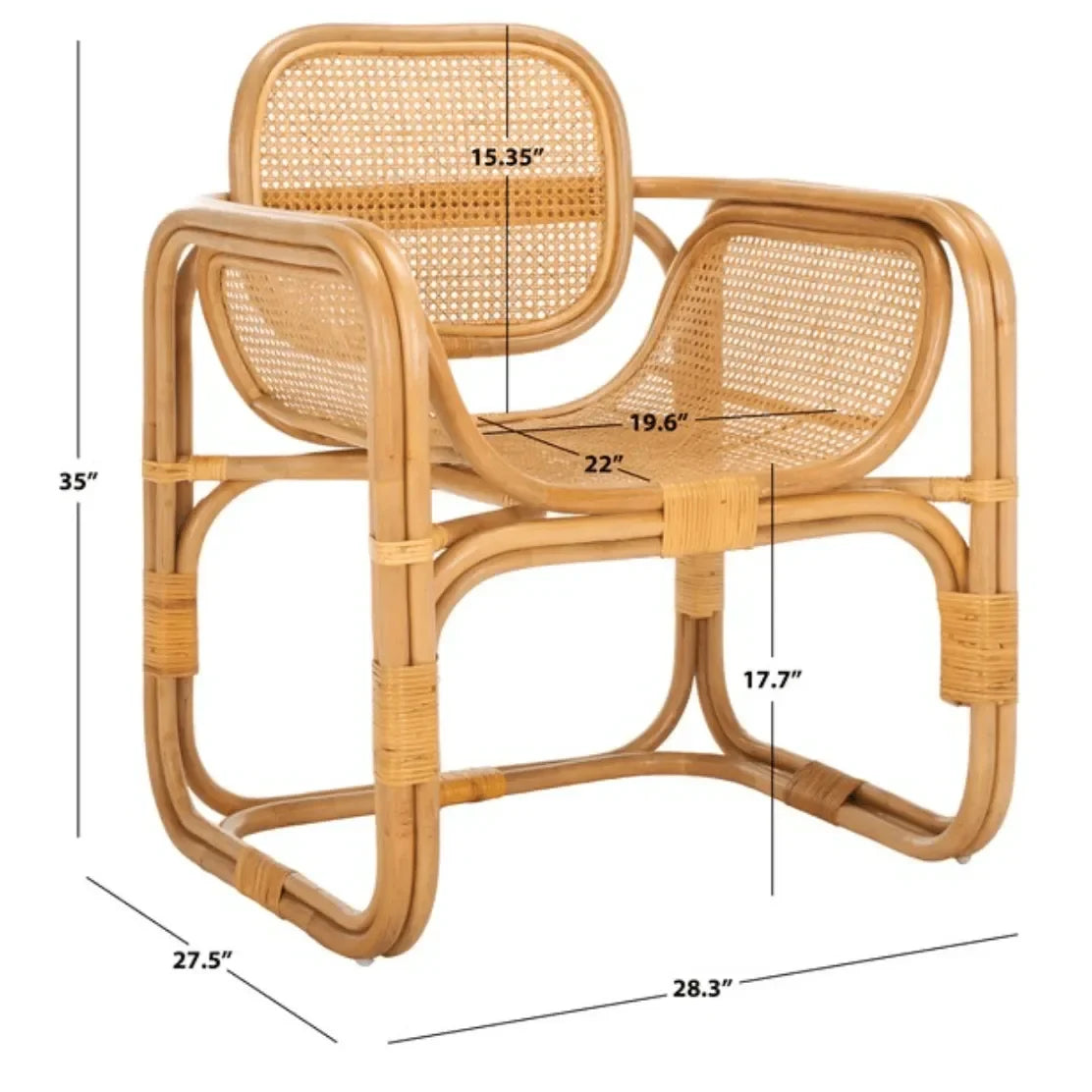 Nadie Wood Accent Chair in Natural with Rattan Mesh - The Mayfair Hall
