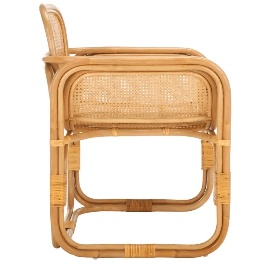Nadie Wood Accent Chair in Natural with Rattan Mesh - The Mayfair Hall