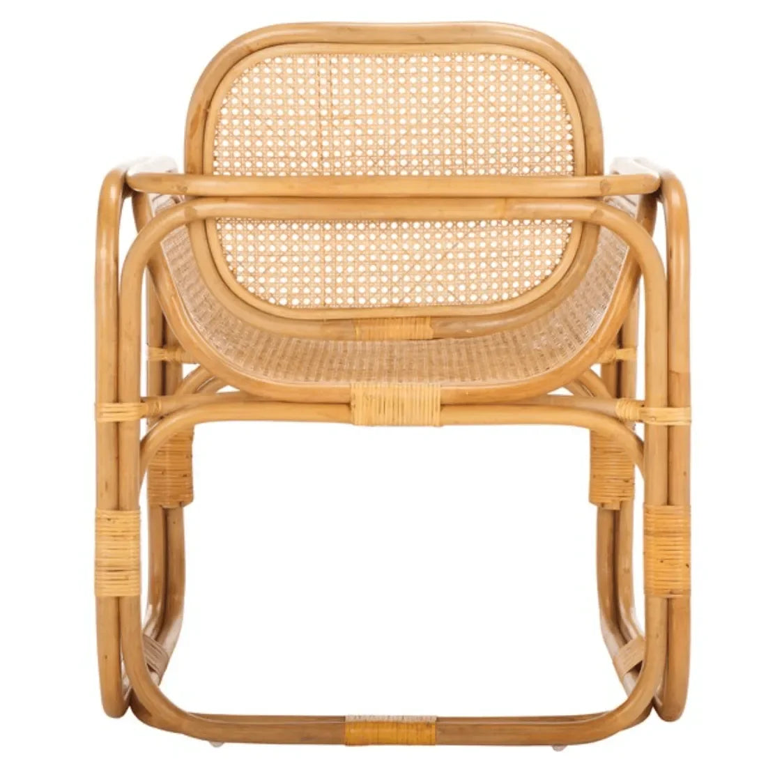 Nadie Wood Accent Chair in Natural with Rattan Mesh - The Mayfair Hall