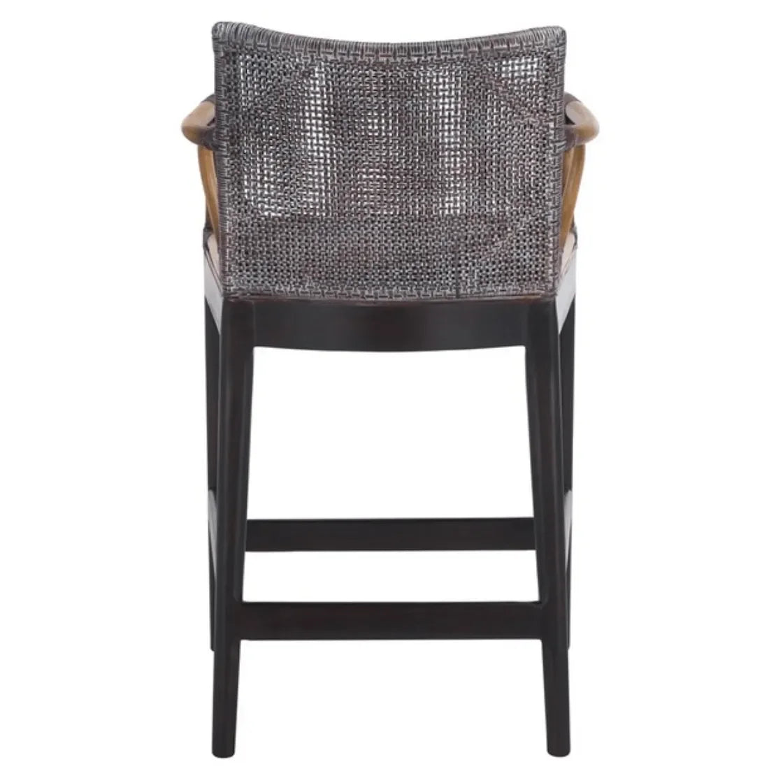 Gianni Rattan Counter Stool in Brown with Wooden Legs - The Mayfair Hall