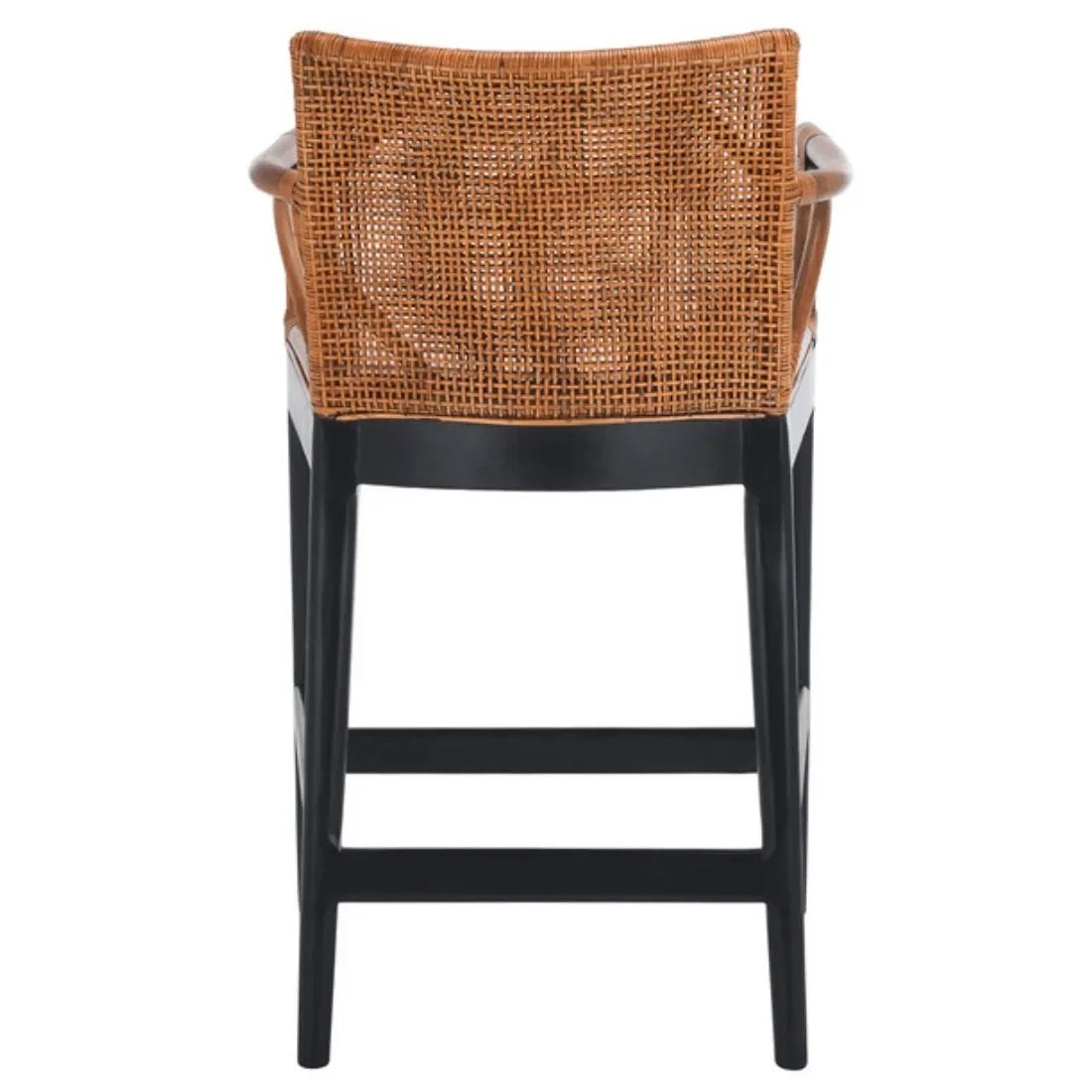 Gianni Rattan Counter Stool in Black with Wooden Legs