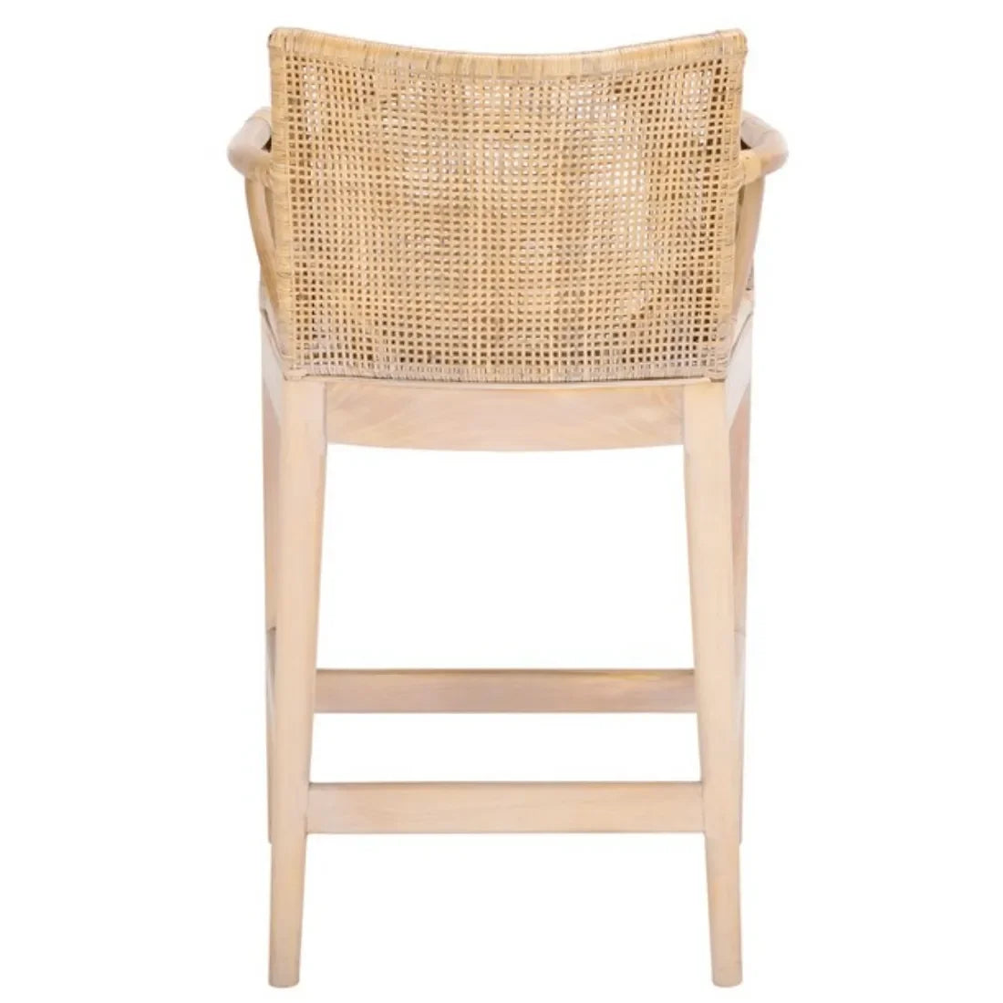 Gianni Rattan Counter Stool in White Wash with Wooden Legs - The Mayfair Hall