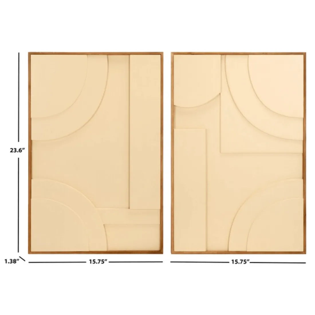 Modern Geometry Wall Art in Natural and Ivory (Set of 2)