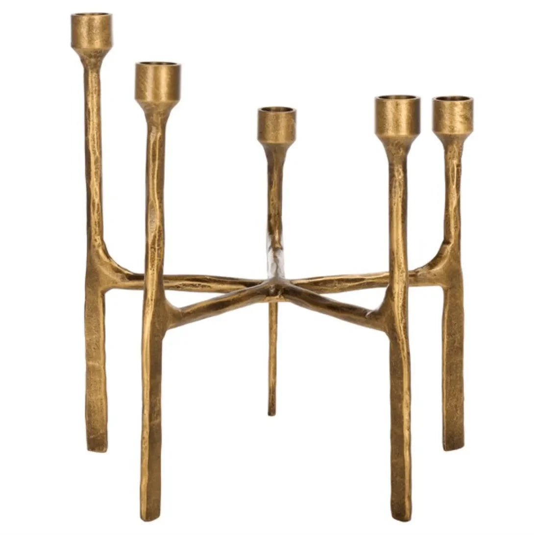 Quyn Metal Candleholder in Brass - The Mayfair Hall