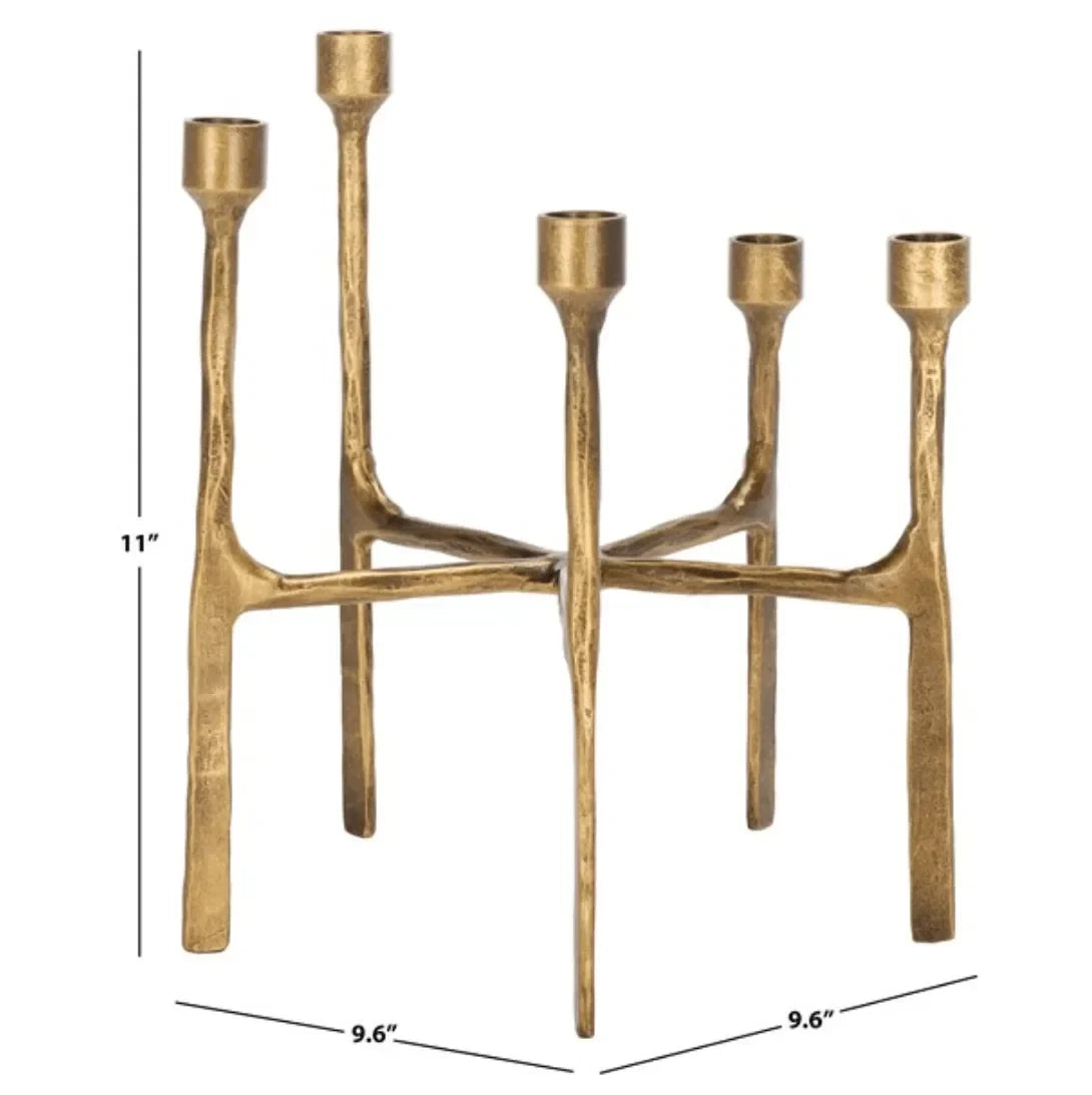 Quyn Metal Candleholder in Brass - The Mayfair Hall