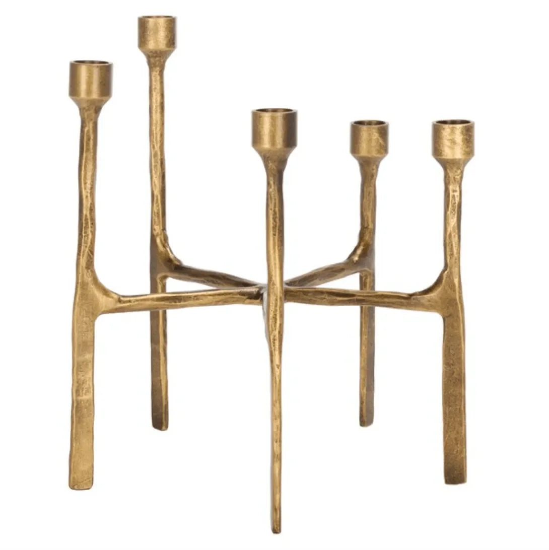 Quyn Metal Candleholder in Brass - The Mayfair Hall