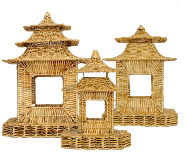 Natural Scalloped Wicker Pagoda (3 Sizes)
