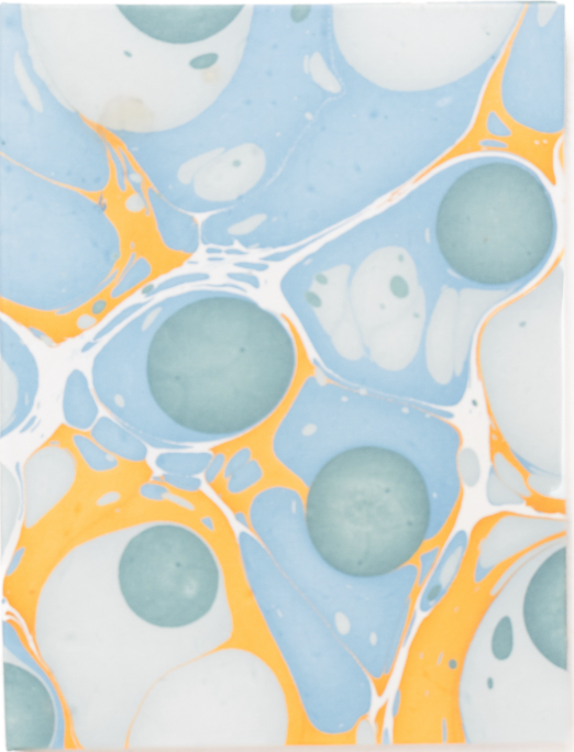 Hand Marbled Picture Frame Folding Book, 4x6 in Grey and Blue