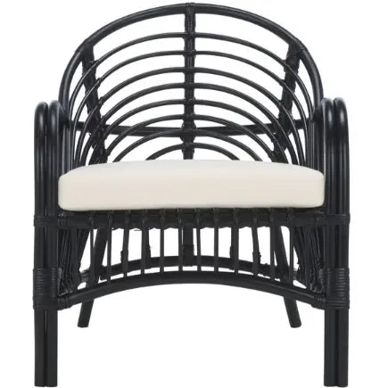 Aragorn Rattan Accent Chair in Black with Cushion - The Mayfair Hall