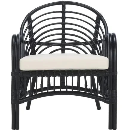 Aragorn Rattan Accent Chair in Black with Cushion - The Mayfair Hall