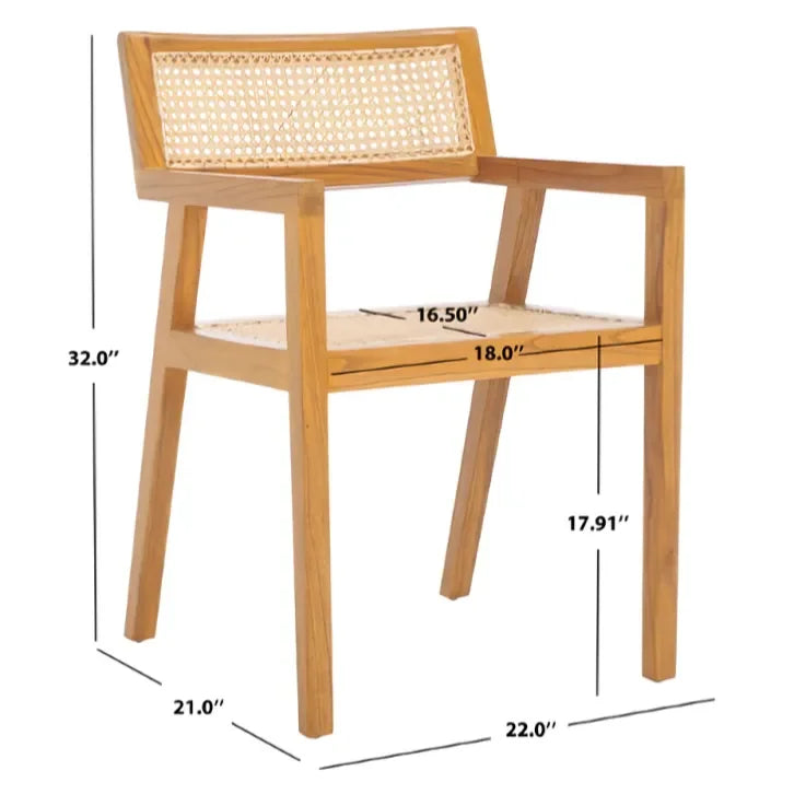 Cire Rattan Dining Chair in Natural with Teak Frame - The Mayfair Hall