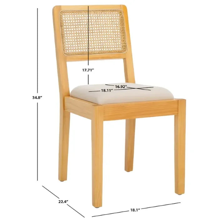 Suzetta Rattan Dining Chair in Natural/White with Cushion - The Mayfair Hall