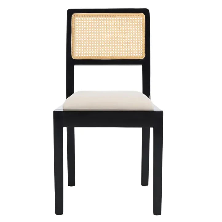 Suzetta Rattan Dining Chair in Black/White with Cushion - The Mayfair Hall