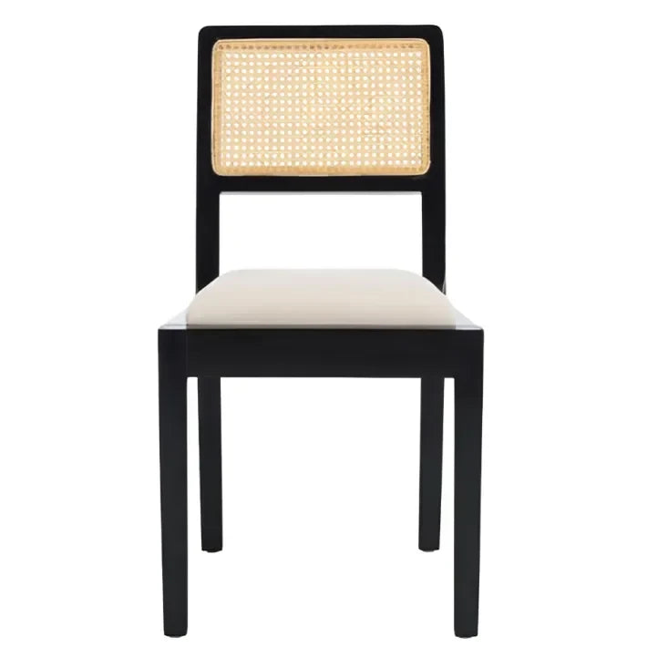 Suzetta Rattan Dining Chair in Black/White with Cushion - The Mayfair Hall
