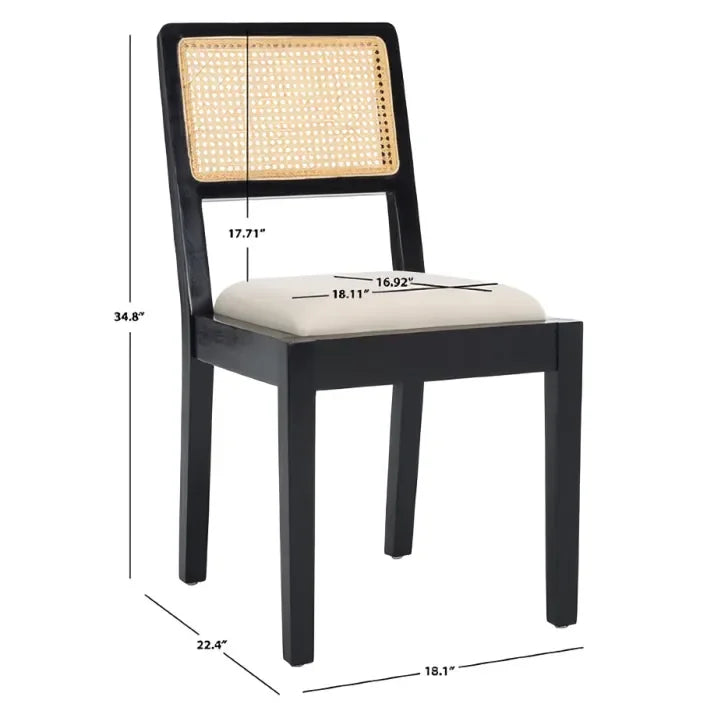 Suzetta Rattan Dining Chair in Black/White with Cushion - The Mayfair Hall