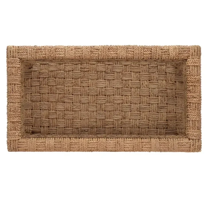 Christi Water Hyacinth Coffee Table in Natural with Wood Frame - The Mayfair Hall