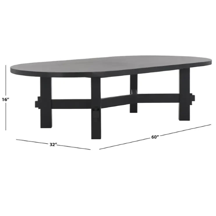 Tabytha Elm Wood Coffee Table in Black with Oversized Oval Top - The Mayfair Hall