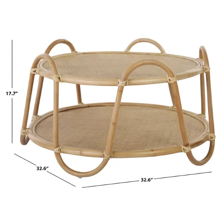 Althea Rattan Coffee Table in Natural with Weave Design - The Mayfair Hall