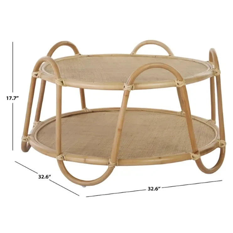 Althea Rattan Coffee Table in Natural with Weave Design - The Mayfair Hall