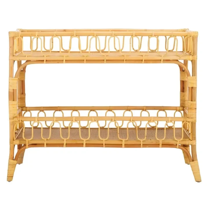 Isaiah Rattan Storage Unit in Natural with 2 Tier Shelves - The Mayfair Hall