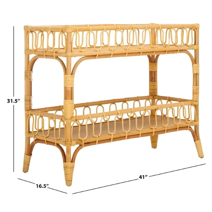 Isaiah Rattan Storage Unit in Natural with 2 Tier Shelves - The Mayfair Hall