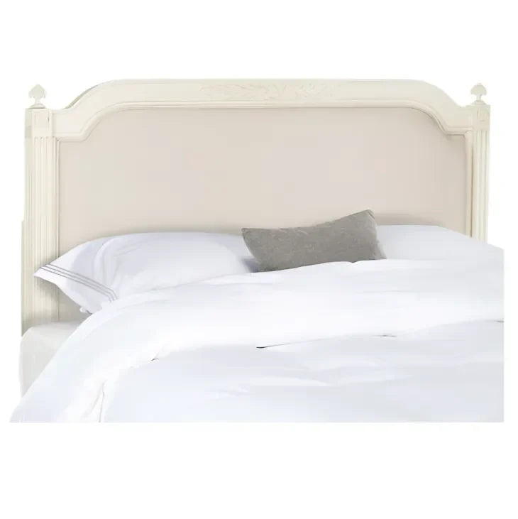 Antique Beige Wood Linen Headboard - The Mayfair Hall