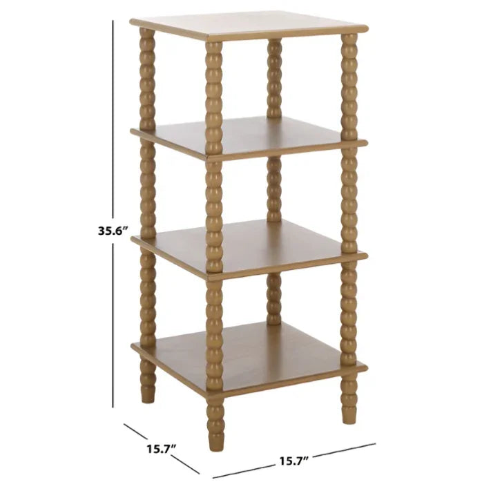 Dilyn 4 Tier Wood Shelving Unit in Desert Brown - The Mayfair Hall