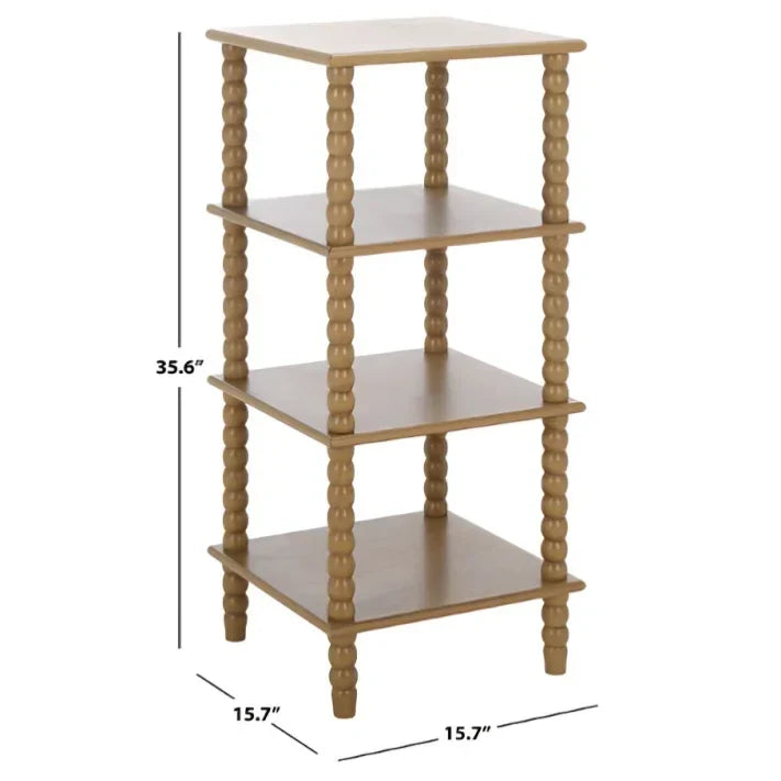 Dilyn 4 Tier Wood Shelving Unit in Desert Brown - The Mayfair Hall