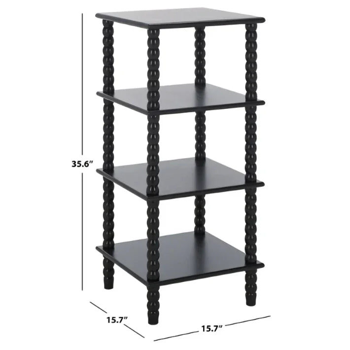 Dilyn 4 Tier Wood Shelving Unit in Matte Black - The Mayfair Hall