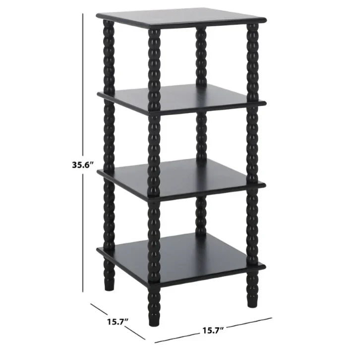 Dilyn 4 Tier Wood Shelving Unit in Matte Black - The Mayfair Hall