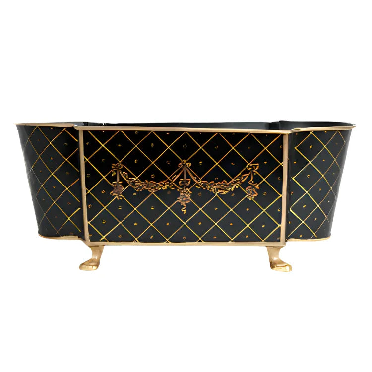 Black & Gold Long Trellis Garland Planter - The Mayfair Hall