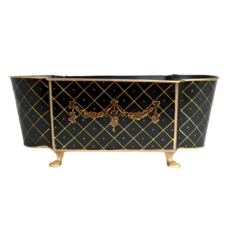 Black & Gold Long Trellis Garland Planter - The Mayfair Hall