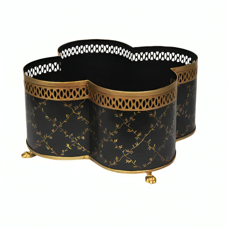 Quatrefoil Trellis Black Planter - The Mayfair Hall