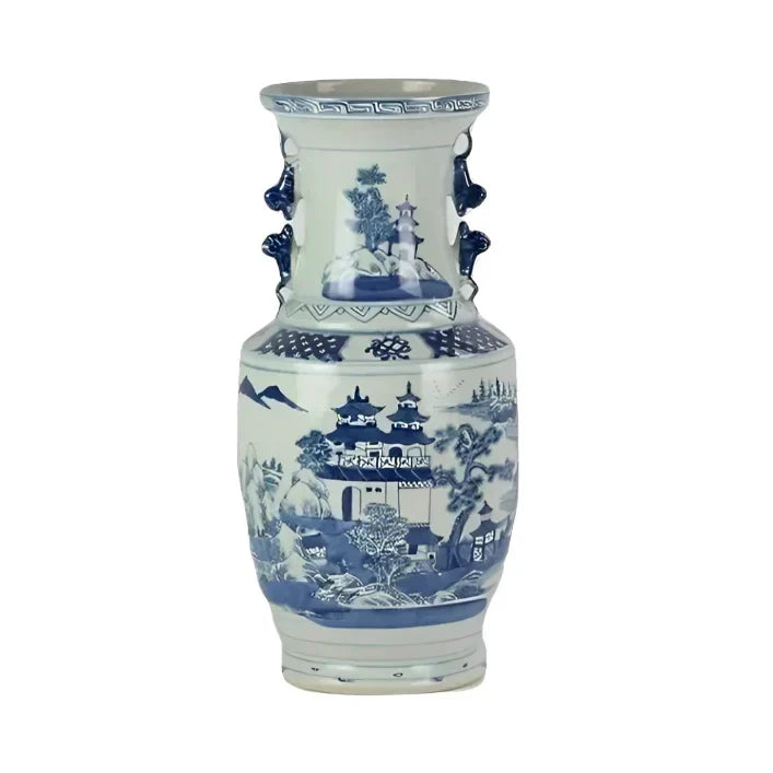 Round Village Scene Vase - The Mayfair Hall