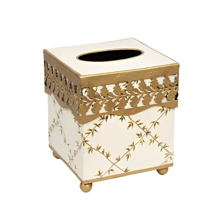 IVORY Pierced Gold Leaf TISSUE HOLDER - The Mayfair Hall
